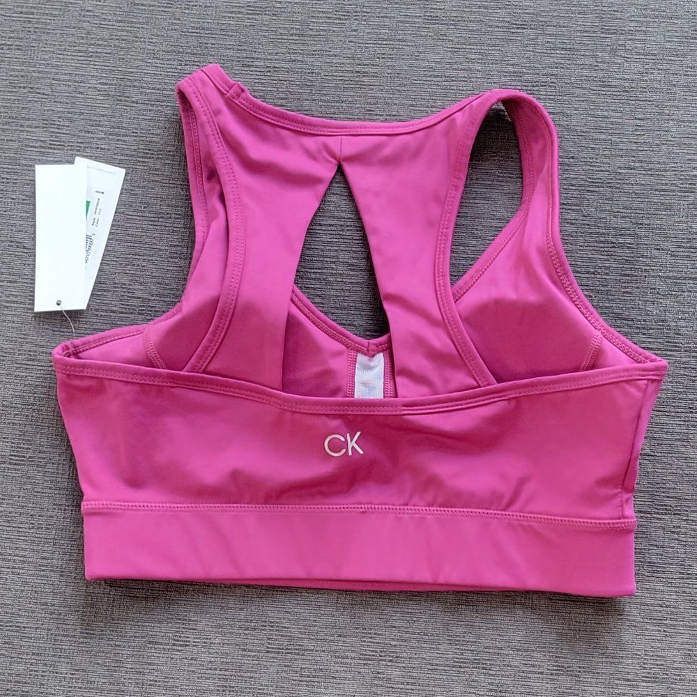Calvin Klein Performance Women Pink V-Neck Padded Sports Bra Size Large - Picture 3 of 5